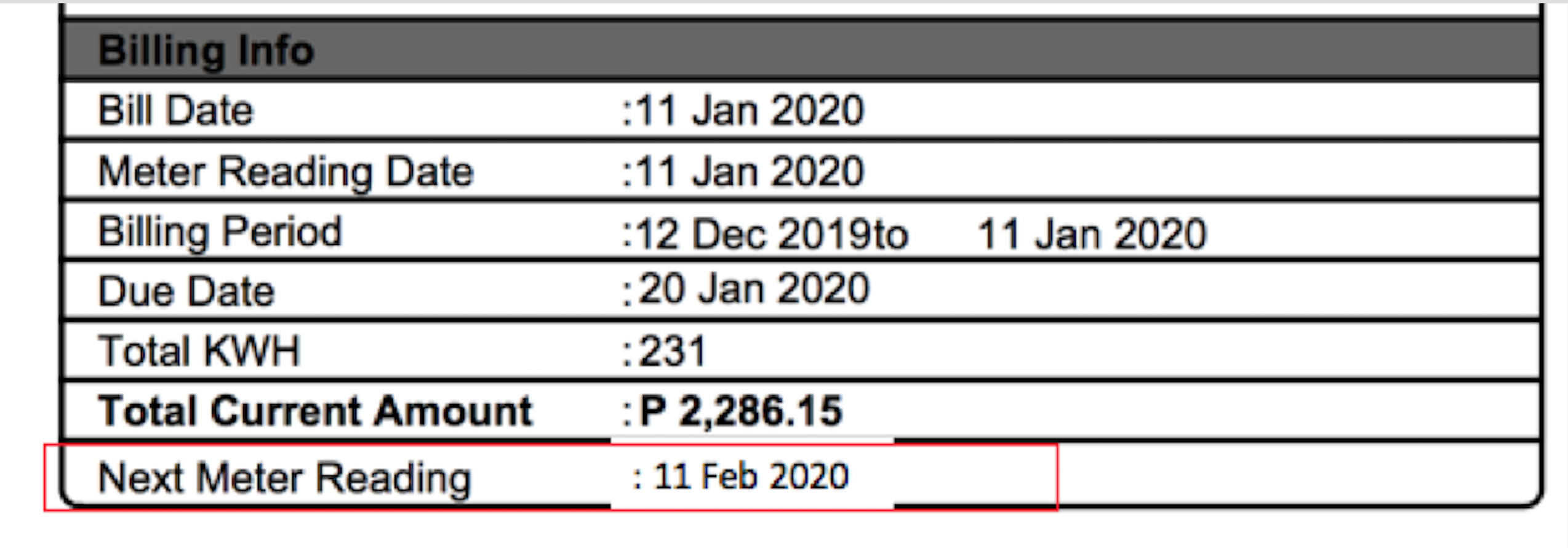 Meralco Meter Reading