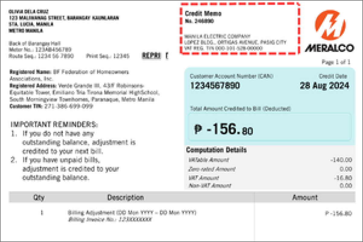 Credit Memo